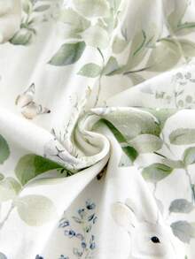 Spring Baby Girl Rabbit Print Romper And Pants Casual Outfit - Green - View 6