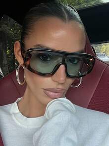 زوج من النظارات الشمسية ذات الإطار الهندسي الكبير الحجم، نظارات شاطئية عصرية، إكسسوار شاطئ للنساء، متعددة الاستخدامات وأنيقة، مناسبة للخروجات العائلية والسفر والأنشطة الخارجية - أزرق - مشاهدة 6