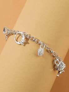 1pc Bohemian Style Handmade Alloy Bell & Bead Charm Bracelet - Silver - View 11