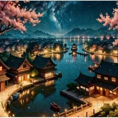 1000 piezas Juego de Rompecabezas, Tamaño 70cm*50cm, Pintura al Óleo de Paisaje y Patrón de Dibujos Animados, Alivio de Estrés para Adultos, Arte Decorativo, Adecuado para Halloween, Navidad, Regalos de Cumpleaños