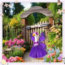 SilTriangle 5pcs Butterfly Porch Goose Outfit Costume Tutu Skirt Butterfly Wings Wand Flower Crown For 17 ' 23 ' Cement Goose(Purple) - nhiều màu - Xem 7