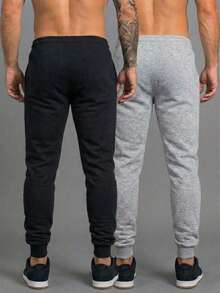 Men's Slim Fit Jogger Sweatpants With Pockets And Cuffs, Unisex, Father's Day Special Offer - Black - View 3