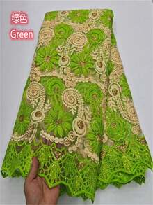2026 Luxury African Nigerian Net LaceWater Soluble Fabric Green High Quality Mesh French Sequins Tulle Sewing Fabric For Wedding Party 1yard/5yard - A - View 13