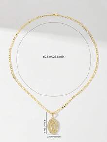 1pc Classic European And American Copper Inlaid Zirconia Guardian Angel Pendant Necklace, Suitable For Christmas/Thanksgiving/Halloween/Mother's Day/Valentine's Day Gifts For Couples/Friends/Churchgoers, Catholic First Communion, Gifts, Daily And Holiday Wear For Prayer - Yellow Gold - View 11