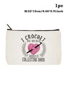Crochet Is My Therapy' Printed Storage Bag, Knitting Lovers Zipper Pouch, Casual Yarn & Supplies Storage Bag, Ideal For Cosmetics & Toiletries - Multicolor - View 29