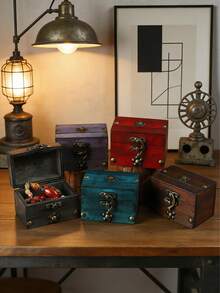 1个复古木质小号收纳盒，首饰盒，可收纳戒指项链、工艺品、珍宝，复古木质包装盒 - 彩色 - 查看 12