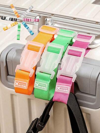 可调节彩色行李带，便携式带扣行李带，适合旅行，行李配件，方便携带，实用户外提手，适用于汽车旅行，带外置扣的行李箱，防丢行李牌（随机产品图标字母），旅行必备，健身，学习用品，度假，露营，假日必需品，假日包，学校，学习配件，学习用品