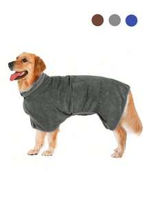 宠物浴袍，吸水性强速干的狗狗/猫咪浴巾，柔软超细纤维宠物浴袍 - 彩色 - 查看 3