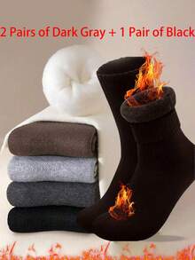 1/3/5/10/15/20双装男士保暖加厚登山靴袜，柔软舒适，适合寒冷天气，长袜，冬季，黑白配色，舒适保暖袜 - 彩色 - 查看 28