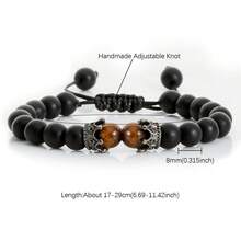 1 pieza de pulsera de 8 mm de textura mate negra, hecha a mano y ajustable, adecuada para añadir solemnidad a ocasiones de negocios - Multicolor - Ver 10