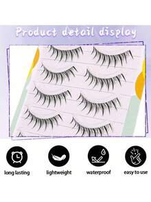 5 Pairs Cartoon Style Natural False Eyelashes, Easy To Use, Time-Saving, Eye-Friendly, Soft & Natural Makeup Effect, Moisturizing Cartoon False Eyelashes - Spiky Manga Lashes - View 9