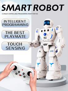 1 pieza Juguete de robot de control remoto para niños, robot RC programable multifuncional con caminar, deslizar y bailar, control por detección de gestos, robot inteligente recargable, juguete de robot, regalo, música, ojos LED, juego de preguntas y respuestas, adecuado para niños y niñas de 3 a 12+ años, excelente para cumpleaños, Navidad, Halloween, Pascua, Año Nuevo, Eid, vuelta al colegio (incluido control remoto blanco) - Multicolor - Ver 5