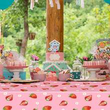 High-Quality Pink Strawberry Tablecloth - Durable, Disposable, Versatile, Perfect For Enhancing Any Birthday Or Holiday Celebration. Easy To Clean, Fits Most Tables. - Multicolor - View 10