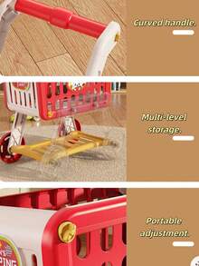 1pcs Boys And Girls Game Toy Shopping Cart, Walker, Double Storage, Large Capacity, Preferred Material, Exercise Children's Shopping Ability, Experience The Joy Of Shopping, Simple Assembly Suitable For Playing House, Holiday Birthday Party Gifts, Christmas And Halloween Ideal Gifts - 彩色 - 查看 8