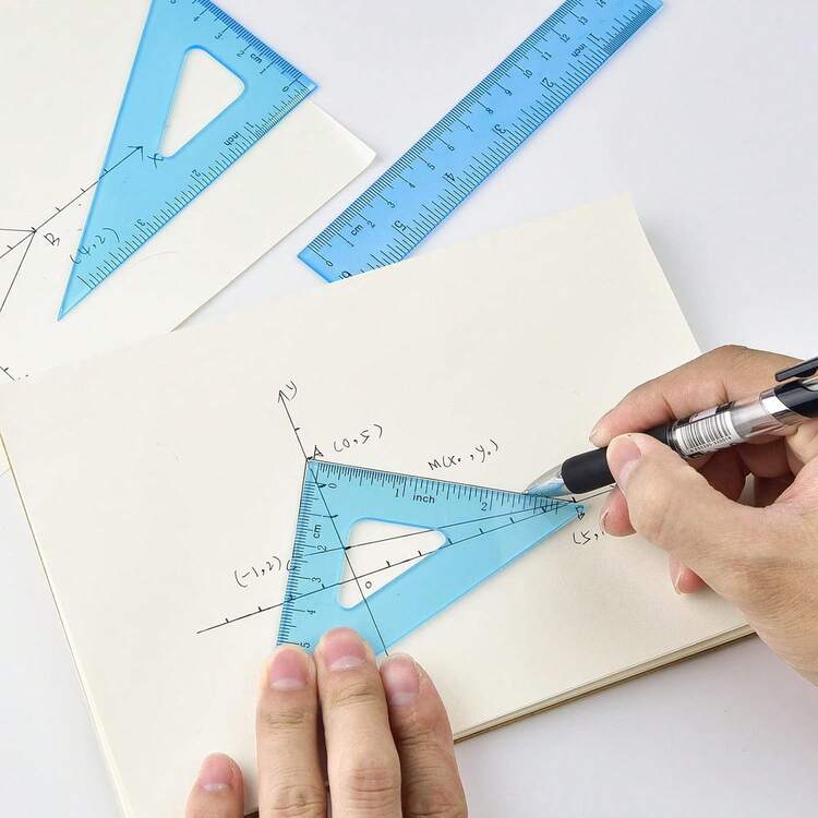 1 Set Drawing Kit With Storage Box, Student Measuring Ruler, Multifunctional Set, High Carbon Steel, Ruler, Protractor, Triangle Ruler, Stationery Set For Middle School - A - View 4