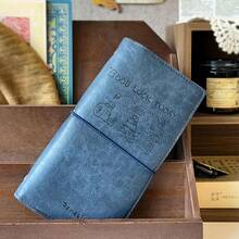 1 Peça Caderno com Capa de Couro PU Vintage, 68 Páginas, Diário de Viagem com Padrão em Relevo, Adequado para Estudantes, Viajantes, Diário, Bloco de Notas Portátil com Alça - Cachorro de feijão malhado - Visão 15