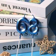 1支蓝色0-9数字菱形生日蛋糕蜡烛，冬季送给女性的礼物，房间装饰，礼品，生日蜡烛，生日装饰，生日快乐，蛋糕蜡烛，毕业季房间装饰 - 藍色 - 查看 2