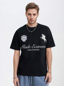 Tiny Spark 黑色T恤，印花复古徽章图案 - 黑色 - 查看 4