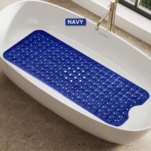 1pc Bath Mat - Lux Decor Non-Slip Durable PVC Tub Mat With Suction Cups And Drainage Holes - 40x16 Inches- For Shower And Bathtub Comfort, Roll-Up Storage, Home Decor, Back To School, Graduation Gifts-, Spring Cleaning Upgrade, Valentine's Day Spa Feel, Safety First, Quick Dry Surface, Mold Resistant, Easy Clean, Comfortable Standing, Shower Essential, Bathtub Safety, Bathroom Upgrade, Daily Use Mat, Home Basic, Family Use, Everyday Living - 藏蓝色 - 查看 2