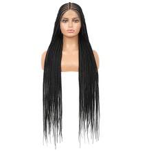 360° HD Lace Front Braid Wig 13" X 8" Lace Cornrow Braid Wig 36 Inch Full Lace Braid Wig Handmade Crochet Black Natural Box Braid Wig With Baby Hair - Black - View 16