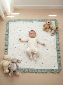 Infant Double-Layer Crinkle Blanket, Newborn Baby Crepe Cloth Printed Swaddling Wrap/Receiving Blanket, Baby Cover Blanket All Season Use - Love - View 5