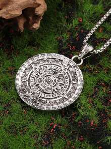 1PC New Retro Sun Calendar Mysterious Ancient Mayan Disc Pendant Necklace Men's Lucky Fashion Jewelry - Fashion - View 4