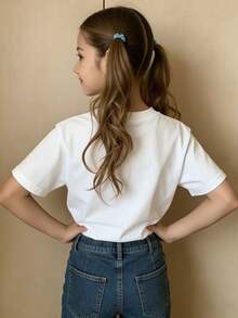 Disney Framed Elsa Princess Themed T-Shirt, Girls' Summer Travel Sweet Style Cotton Short Sleeve Top - 白色 - 查看 3