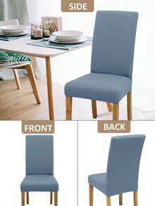 1/4/6pcs Solid Color Chair Covers, Modern Removable Elastic Polyester Fiber Chair Covers, Suitable For Living Room, Dining Room, Bedroom Home Use, All Seasons - Gray Blue - View 6