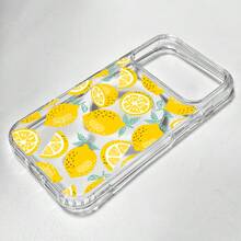 1pc Printed Lemon Soft Edge Transparent Magnetic Adsorption Phone Case, Anti-Oxidation And Non-Yellowing, Compatible With Apple 7, 8, XR, 11, 12 Pro, 13 Mini, 14 Plus, 15, 16, 17 Pro Max, Galaxy A05S, A15, A16, A25, A26, A36, A54, A56, S21 FE, S22 Plus, S23 Ultra, S24, S25 Plus, S26 Ultra - Clear - View 5