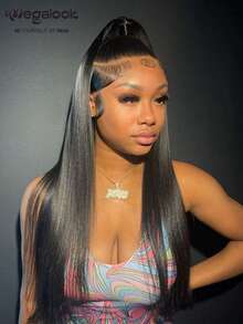 MEGALOOK 三合一半假发，丝滑直发，100%真人发丝，18英寸，易于佩戴，无需胶水，带抽绳，新手友好，180%密度，自然色发箍假发 - 自然逼真，适合日常佩戴，可打造办公室、僵尸新娘、万圣节、派对、Y2K、坏女孩、度假、户外角色扮演、校园、学校假期、圣诞节、派对、婚礼、节日等各种造型，适合女性佩戴。 - SNatural - 查看 5