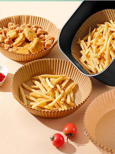 Tek kullanımlık fritöz kağıdı, kare ve yuvarlak pizza altlığı, kek pişirme için yağ geçirmez kağıt.