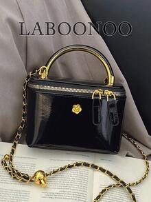 纯色时尚高端百搭女士手提包/单肩包 - 黑色 - 查看 8