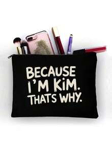 1个印有“因为我是金，所以……”字样的化妆包 - 现代简约粗体字，适用于化妆品收纳、旅行洗漱包和男女通用化妆品储物袋。 - 彩色 - 查看 4