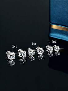 1 Pair 0.5ct-2ct S925 Sterling Silver 4-Prong Moissanite Screw Back Earrings, Classic & Elegant, Ideal Engagement/Wedding Jewelry Gift For Women - Threaded Moissanite Earrings - View 3