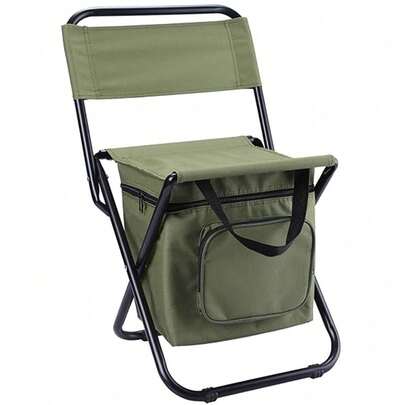 Silla de Pesca, Silla Portatil con Bolsa enfriadora, Sillas Plegables Camping para Acampar, Pesca al Aire Libre, Senderismo (Verde)