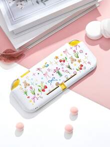 1pc Cute Bow Tie Bear & Floral Print Switch/Switch 2 Protective Case, Glitter Transparent Shell Compatible With New Switch 2 (2025)/Switch NS/Switch OLED/Lite, Switch Accessories, Full Set Including Carrying Pouch, Card Slot Base, Best Gift For Switch Players - Multicolor - View 21