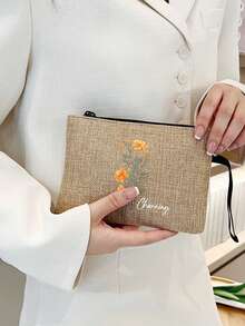 Personalized Customization Name Tote Bag Set,Birthday Month Representative Flower Pattern, Large Capacity , Shoulder And Handheld. Ladies' Large Capacity, Multifunctional Handbag, Neutral Adult Polyester Mini Makeup Bag,Valentine's Day,Wedding Season, Souvenirs, Bridesmaid Gifts, Ramadan - Multicolor - View 7