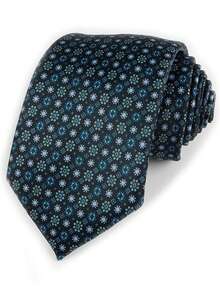 Exclusive Design Luxury Men's Digital Print Tie - Navy Blue With White And Beige Geometric Pattern, Super Fine Fiber, Woven Texture, Suitable For Thanksgiving, Father's Day And Campus Events - Multicolor - View 36