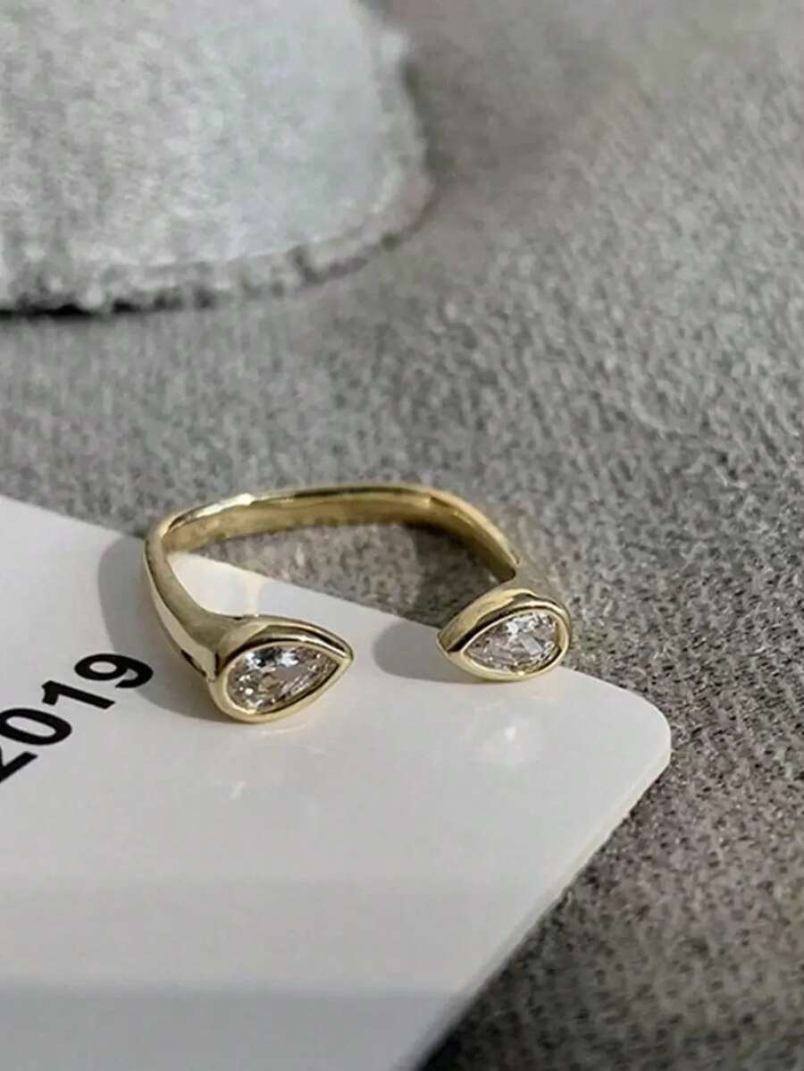 1pc Fashionable Personalized Light Luxury Simple Niche Design Delicate Open Ring For Women Girls Daily Party Gift  Minimalist Jewelry AJXQ - Vàng - Xem 1
