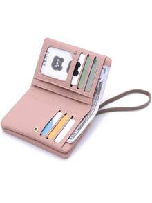 新叶吊坠女士短款手提包，高品质PU纯色双拉链短款钱包手提包，多功能卡片及银行卡收纳包，日常旅行、旅游、派对手提包，送给妈妈、女朋友、生日、感恩节、新年礼物，学院风学生大容量零钱包，日常旅行收纳小包，儿童零花钱短款方包，折叠零钱包 - 彩色 - 查看 9