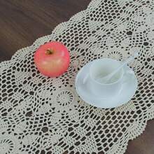Kilofly Handmade Crochet Lace Rectangular Table Runner 15 X 51 Inch Beige - Beige - View 7