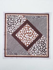1pc Women Bandana With Leopard Print & Geometric Pattern - Multicolor - View 6