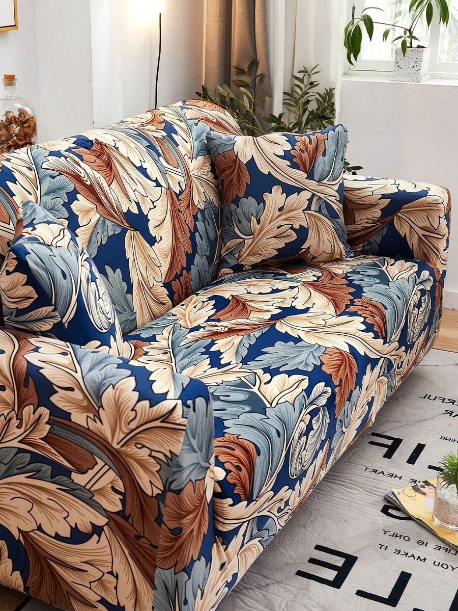 1pc Retro Geometric Pattern Sofa Cover, Dust-Proof And Dirt-Resistant, Elastic Full Coverage Sofa Protector, Living Room Home Decor, 1/2/3/4 Seater Sofa Decoration, All Season Use, Machine Washable, Pillow Cover Not Included - Multicolor - View 1