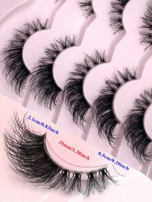 ENCHUW 5 Pairs Lashes Fluffy Cat Eye Lashes Wispy Eyelashes That Look Like Extensions Soft Curly Clear Band Fake Lashes Strip Lashes, Lashes, Eyelashes, Fake Lashes - Black - View 2