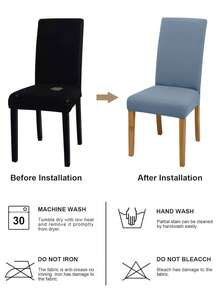 1/4/6pcs Solid Color Chair Covers, Modern Removable Elastic Polyester Fiber Chair Covers, Suitable For Living Room, Dining Room, Bedroom Home Use, All Seasons - Gray Blue - View 7