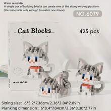 (Random Style)300+ Building Blocks Cat Micro Building Blocks, Random Style 3D Puzzle Educational Toy, Adult Stress Relief Art Craft, Desktop Ornament & Holiday Gift, Perfect Valentine's Day & Birthday Present - Multicolor - View 11