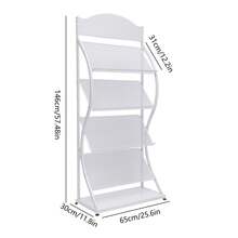 SHIOUCY White 4-Tier Floor Standing Magazine Rack, 33.06lbs Capacity Per Tier Iron Storage Organizer For Home Library Bookstore - Minimalist - View 9