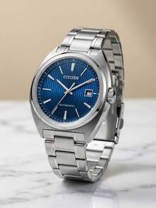 CITIZEN Men's Automatic Mechanical Wristwatch, Stainless Steel Case, Sapphire Crystal Dial, Water Resistant With Calendar Function, Fashionable Men's Watch Suitable For Daily Business And Other Occasions