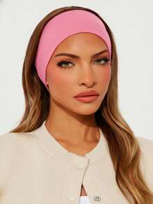 5条/套 女士波西米亚风防滑发带，适合瑜伽、跑步、健身和洗脸，柔软舒适吸汗，纯色休闲发带，四季皆宜，女士及女孩发饰（玫瑰红、粉色、白色）化妆SPA发带 女士头巾 - 彩色 - 查看 4