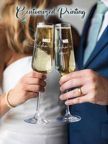 Customized Christmas Stemware, French Style Champagne Flutes, Sparkling Dessert Wine Glasses, Romantic Ceremonial Wine Glasses, Cocktail Glasses, Christmas Cocktail Glasses, Champagne Glasses, Personalized Christmas Glass Gifts, Family Christmas Glass Gifts - Champagne Glass B - View 1